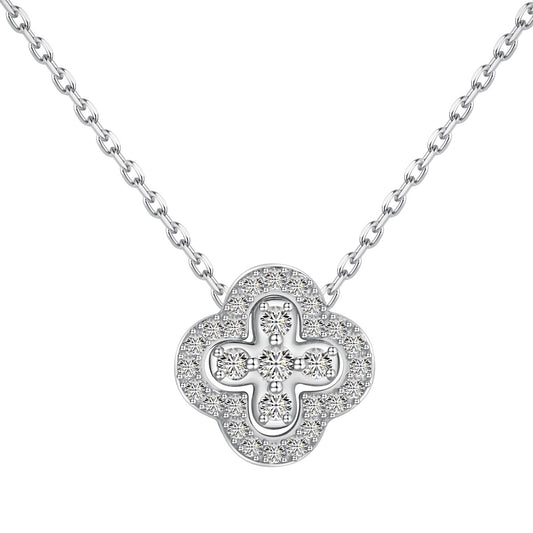 Two Side Crystal Clover Necklace