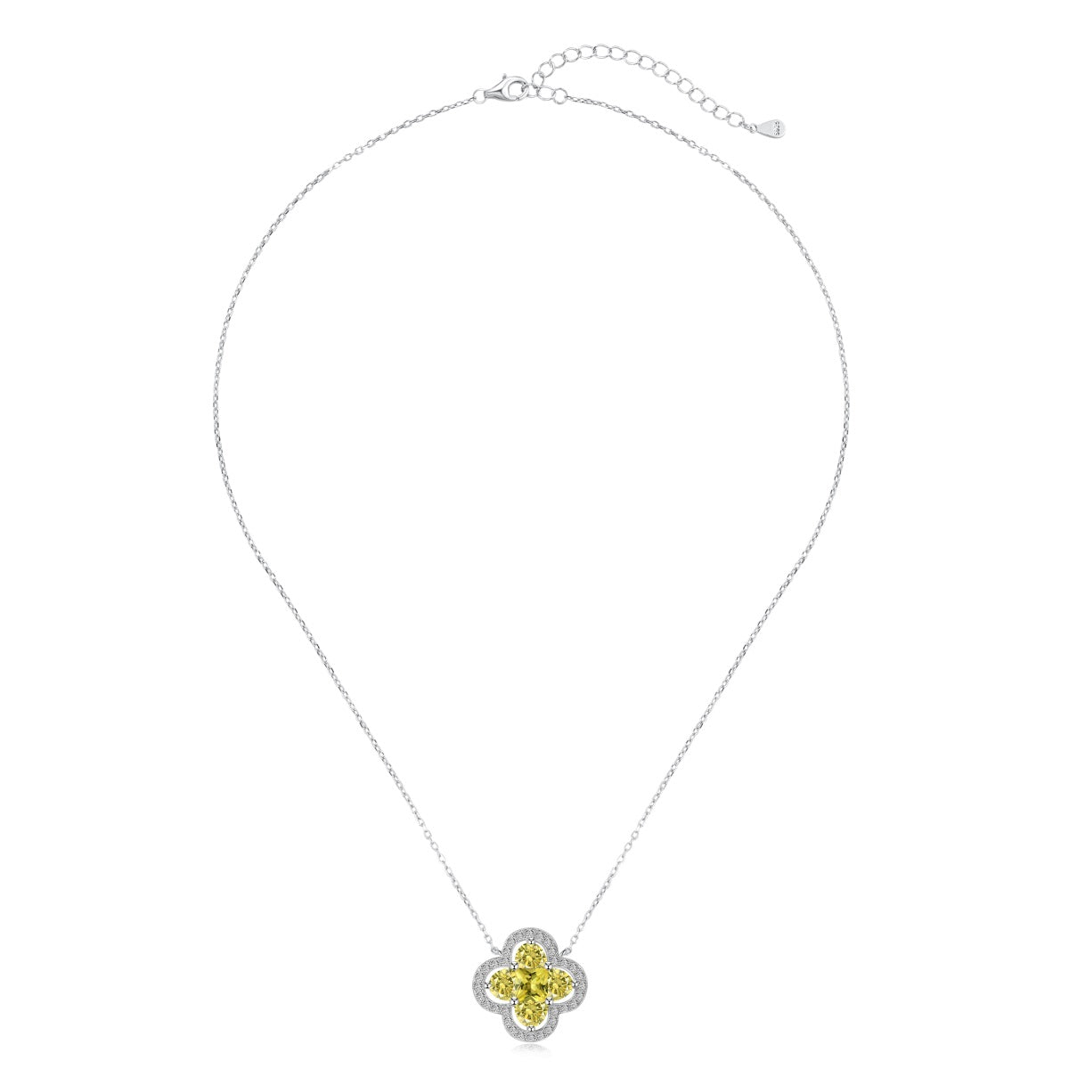 White Yellow  Clover Necklace
